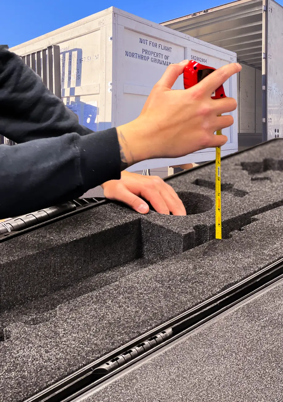 Precision foam measurement inside a Zarges K470 aluminum case