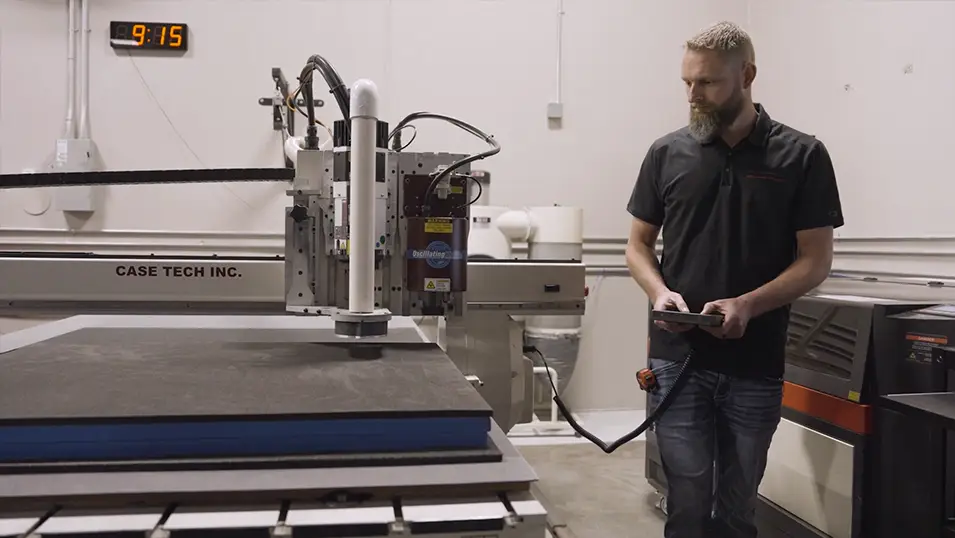 Water-jet foam cutting in the CaseTech shop