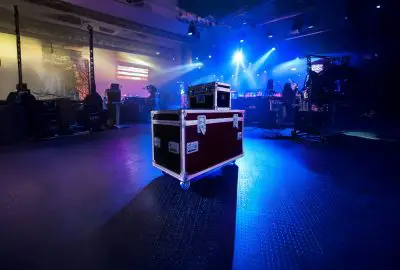 Composite road case on a stage
